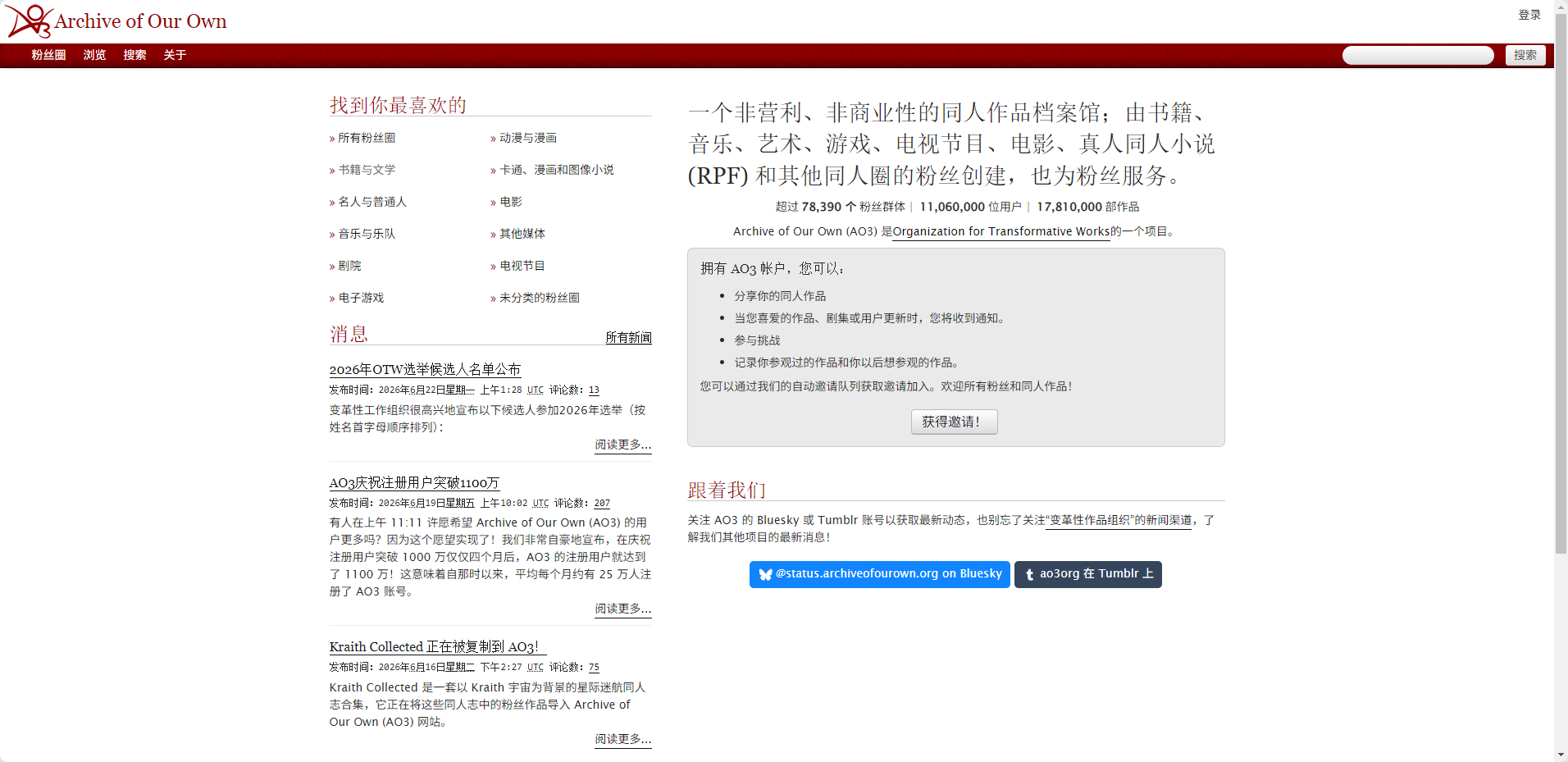 AO3 同人创作社区概念图